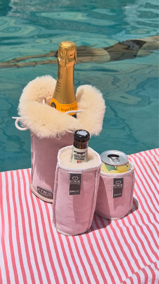 kywie champagne baby pink suede